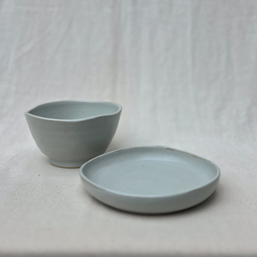 Shallow Ceramic Dessert Bowl with Soft Finish