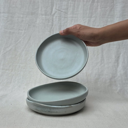 Shallow Ceramic Dessert Bowl with Soft Finish