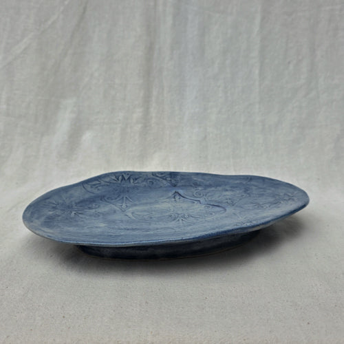 Textured Ceramic Serving Platter with Gloss Finish