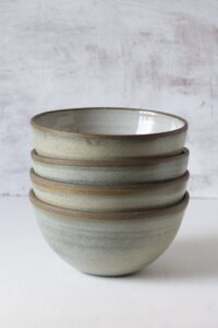 Green Sage Stoneware Noodle Bowl for Meals