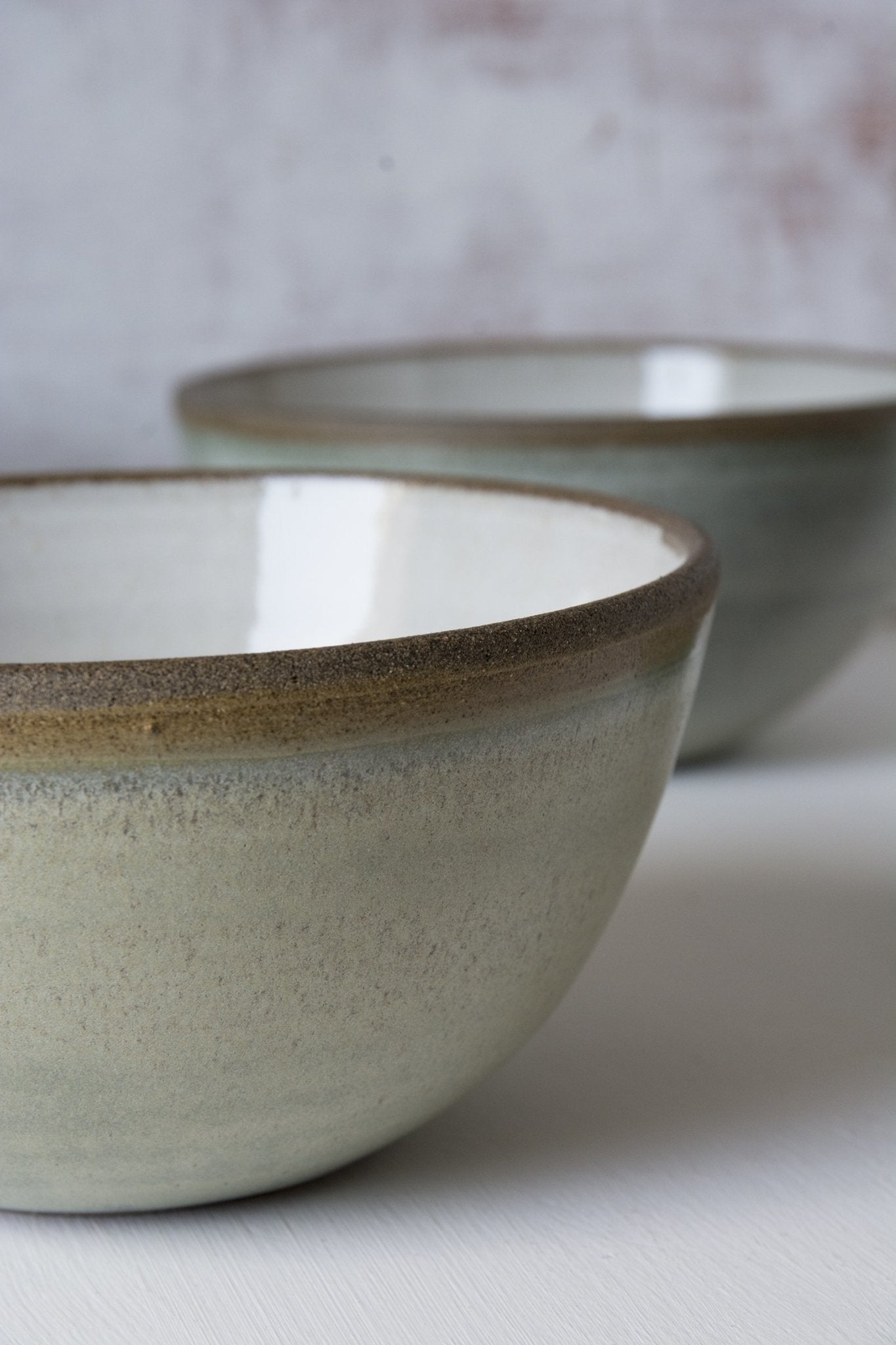 Green Sage Stoneware Noodle Bowl for Meals