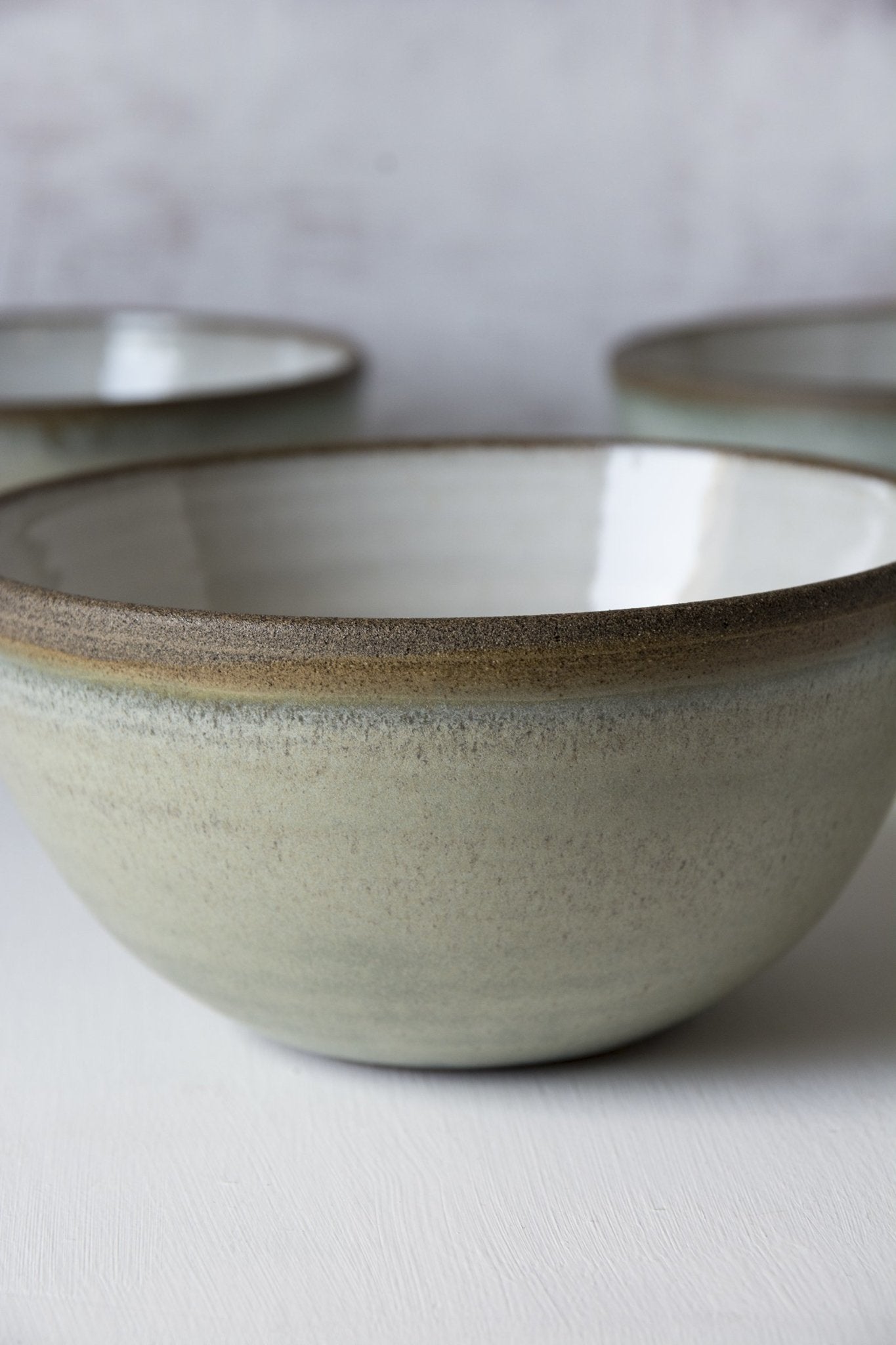 Green Sage Stoneware Noodle Bowl for Meals