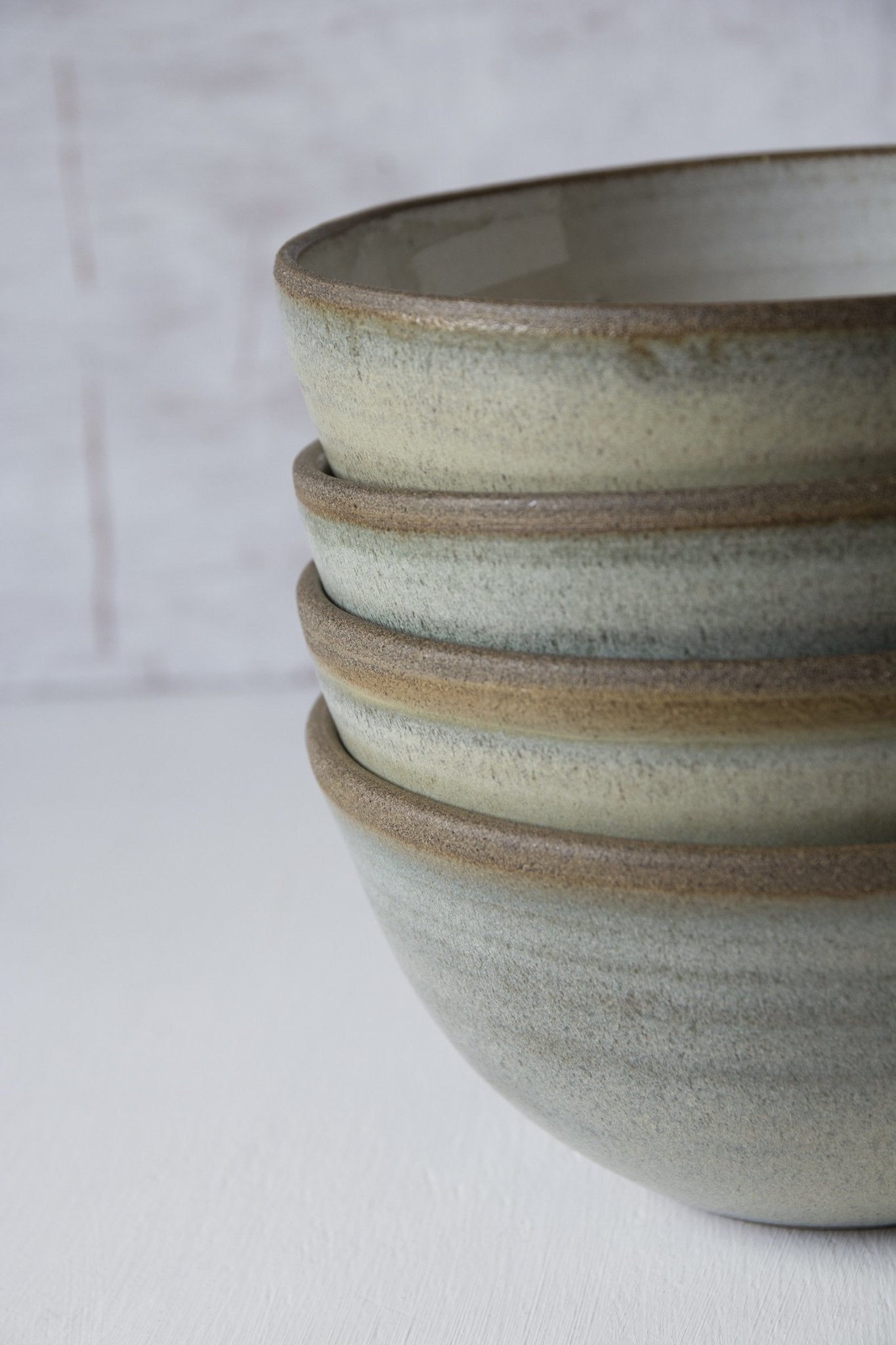 Green Sage Stoneware Noodle Bowl for Meals