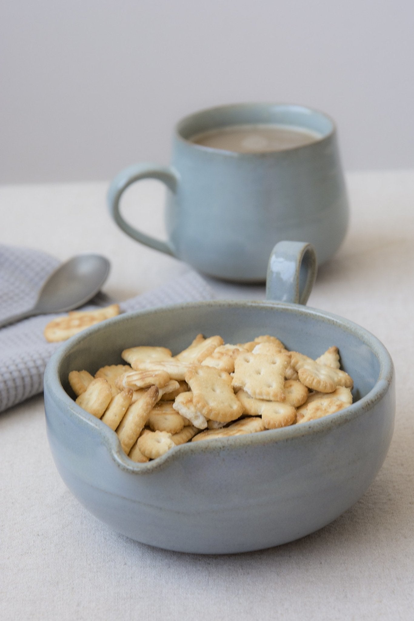Light Blue Ceramic Batter Bowl for Mixing