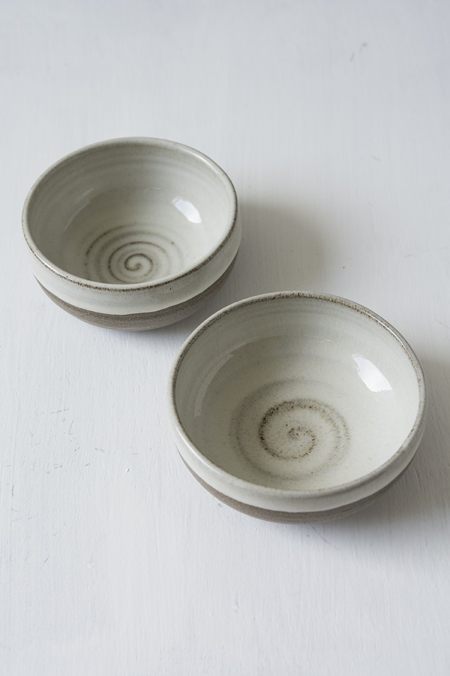 Mini White Pottery Serving Bowls for Sides