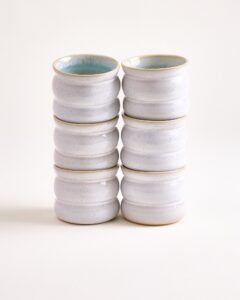 Small Bubble Azure Ceramic Cup Set of Six