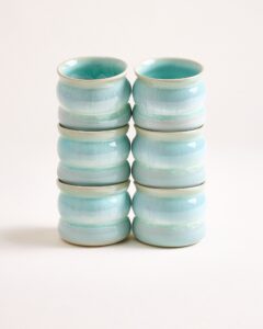 Small Bubble Mint Ceramic Cup Set of Six