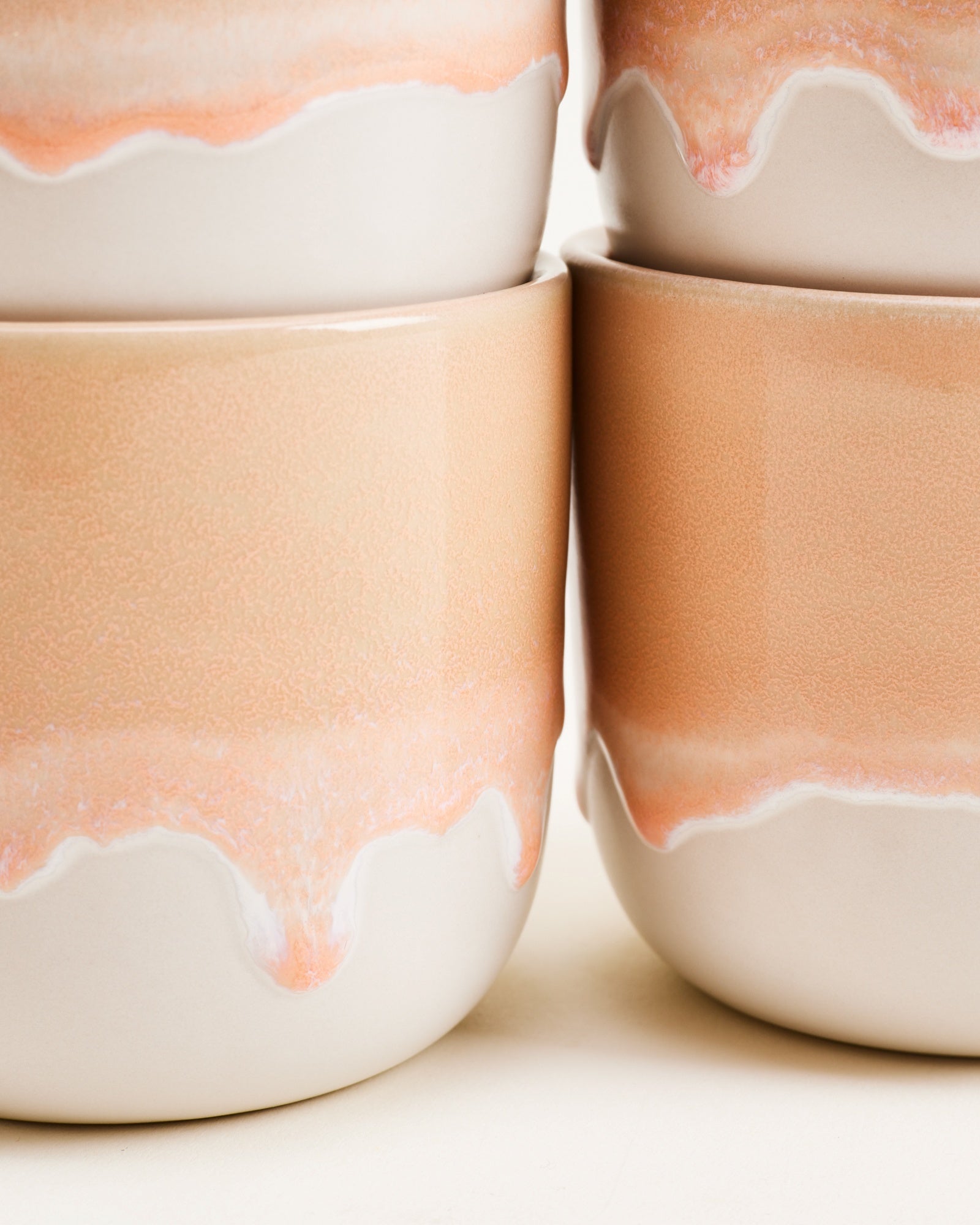 Small Apricot Ceramic Cup Set of Six