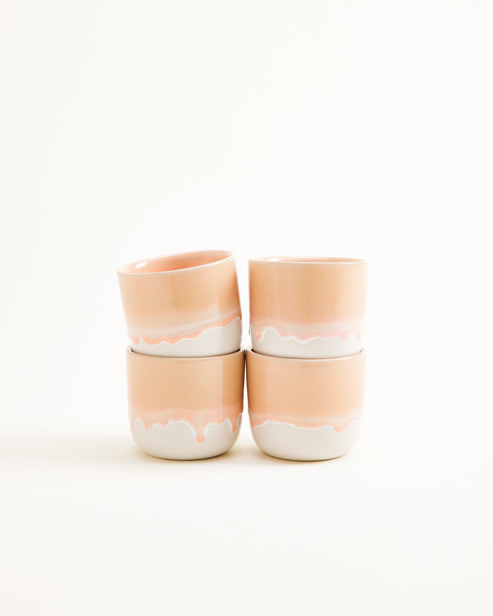 Small Apricot Ceramic Cup Set of Four