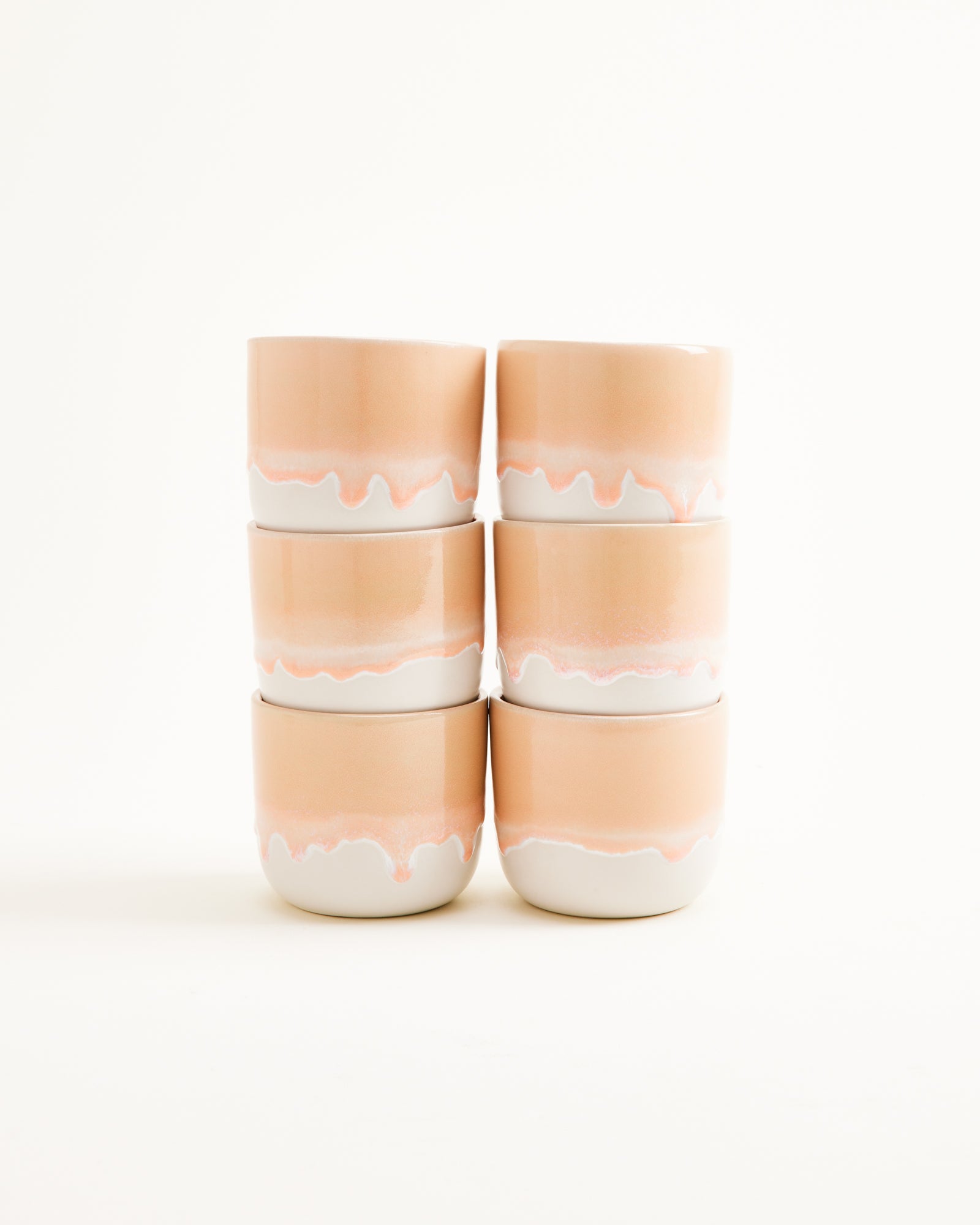 Small Apricot Ceramic Cup Set of Six