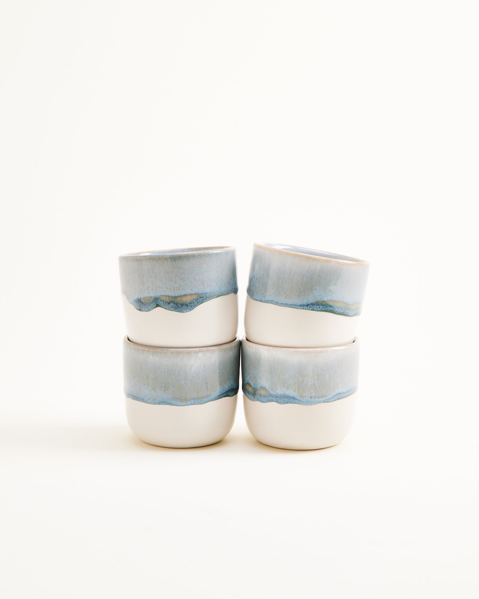Small Gray Blue Ceramic Cup Set of Four