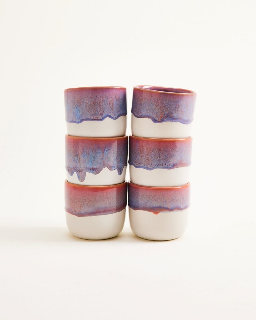 Small Lilac Ceramic Cup Set of Six