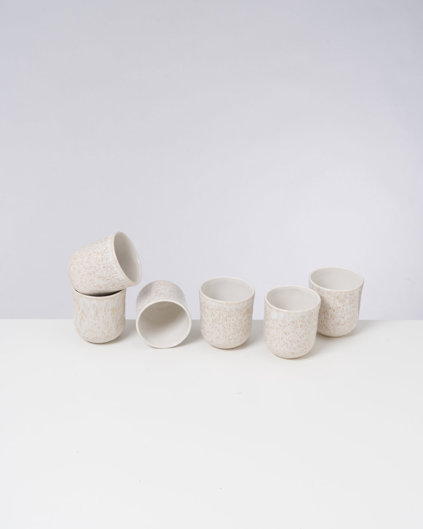 Small Refined Sand Ceramic Cup Set of Six