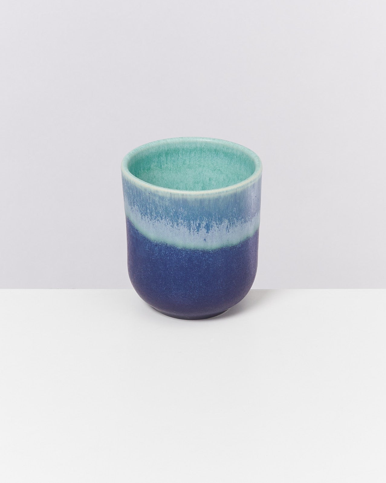 Small Turquoise Deep Blue Ceramic Cup Set of Six