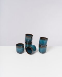 Small Oceanblue Ceramic Cup Set of Six