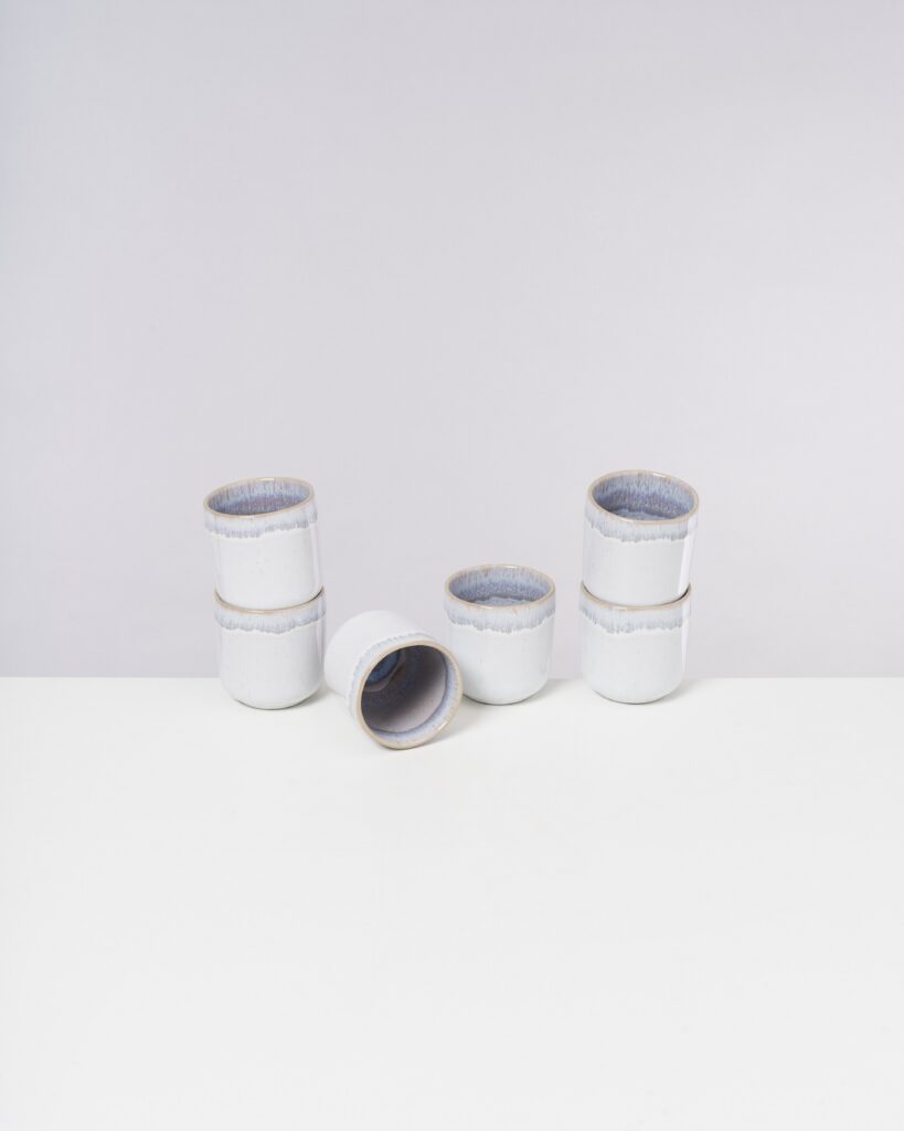 Small Stoneblue Ceramic Cup Set of Six