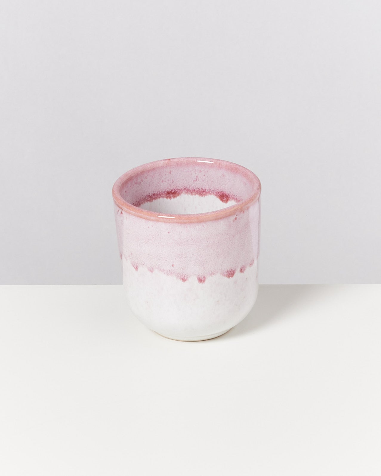 Small Pink White Ceramic Cup Set of Six
