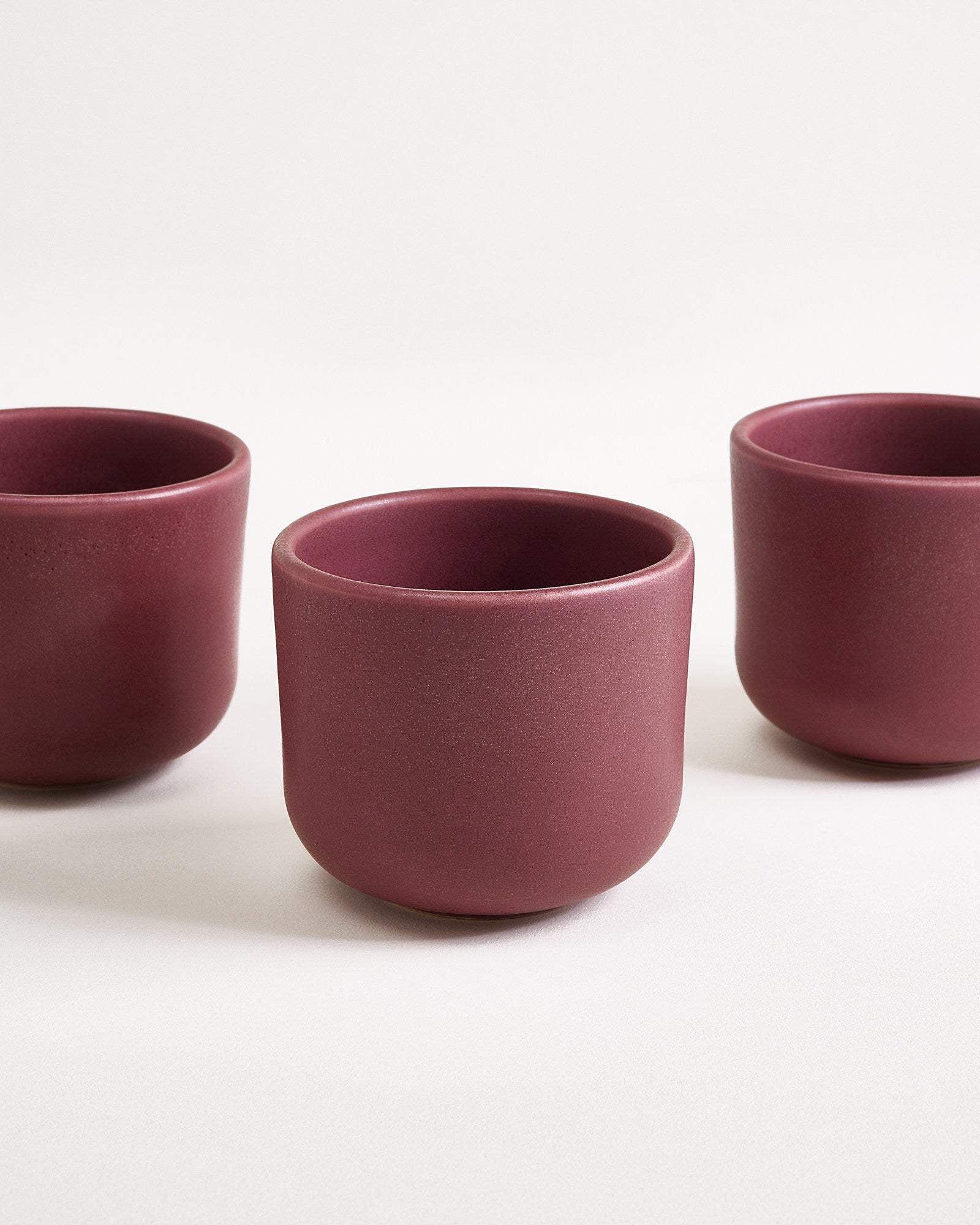 Small Burgundy Ceramic Cup Set of Six