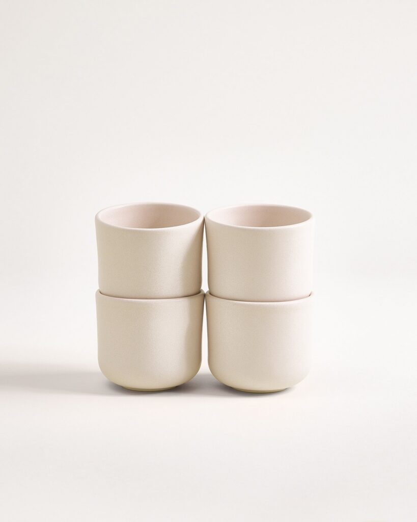 Small Smooth Sand Ceramic Cup Set of Four