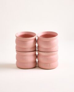 Small Everyday Bubble Rose Ceramic Cup Set of Four