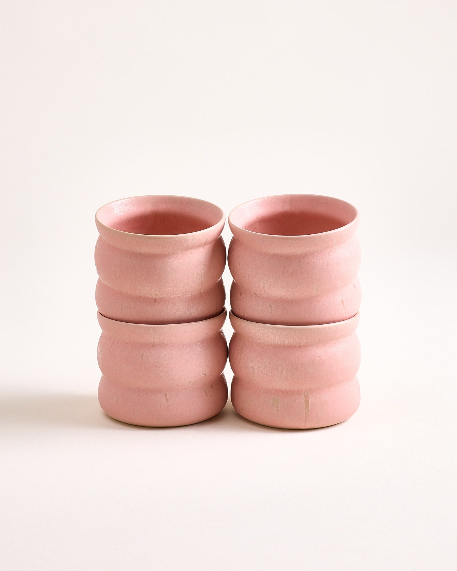 Small Everyday Bubble Rose Ceramic Cup Set of Four