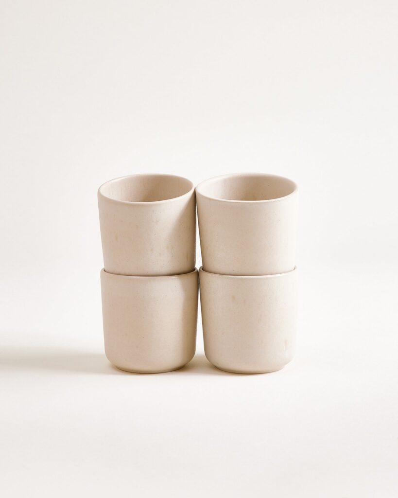 Small Classic Sand Ceramic Cup Set of Four