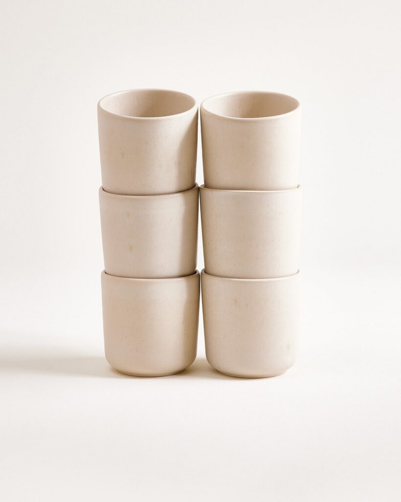 Small Everyday Sand Ceramic Cup Set of Six