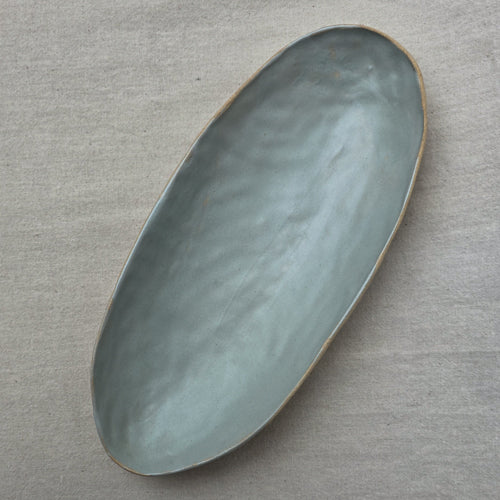 Pinched Oblong Ceramic Platter with Soft Glaze