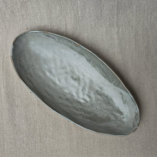 Pinched Oblong Ceramic Platter with Soft Glaze