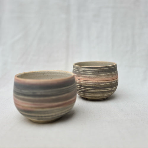 Small Ceramic Serving Bowl with Ring Pattern