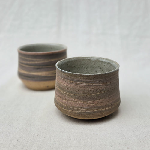 Small Rustic Ceramic Nut Bowl with Ring Pattern