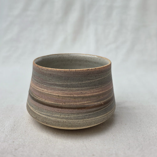 Small Rustic Ceramic Nut Bowl with Ring Pattern