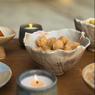Textured Ceramic Serving Bowl with Artistic Surface