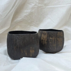 Matte Black Ceramic Popcorn Bowl with Deep Shape