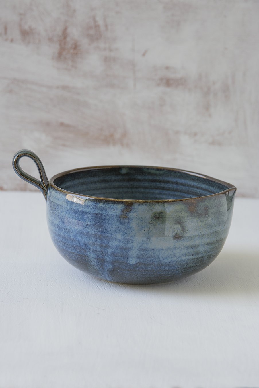 Small Blue Pottery Mixing Bowl for Prep