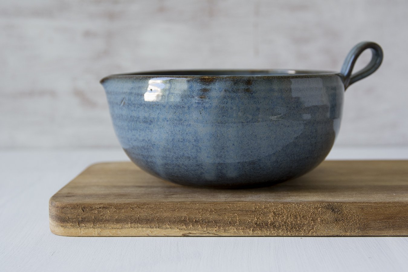 Small Blue Pottery Mixing Bowl for Prep