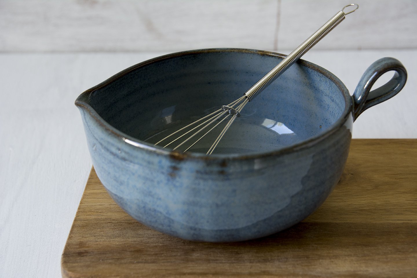 Small Blue Pottery Mixing Bowl for Prep