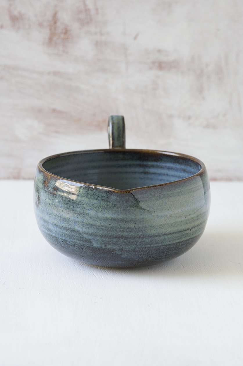 Small Blue Pottery Mixing Bowl for Prep