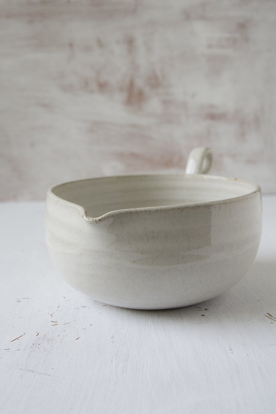 White Pottery Serving Bowl for Shared Meals