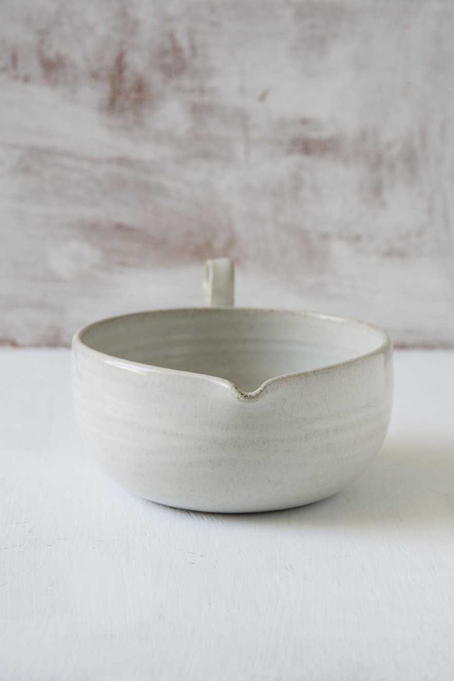 White Pottery Serving Bowl for Shared Meals