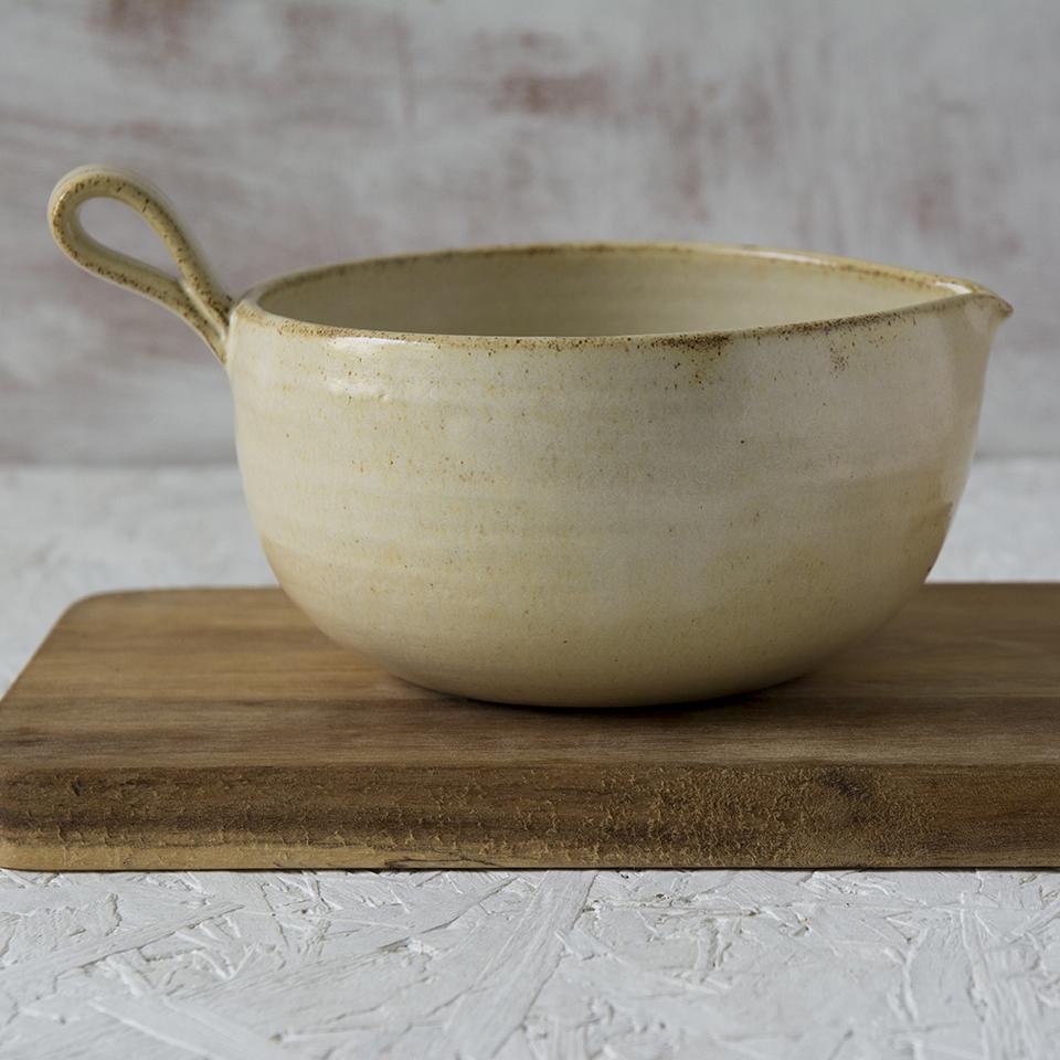 Yellow Pottery Mixing Bowl for Kitchen Prep